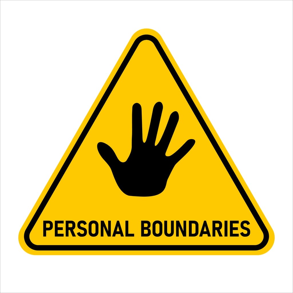 Yield sign with personal boundaries written across the bottom